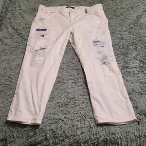 Lauren Ralph Lauren‎ Distressed Patchwork Cropped Denim Jeans Women's Plus 22W